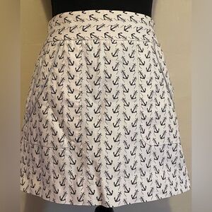 Anchor Print White Skirt